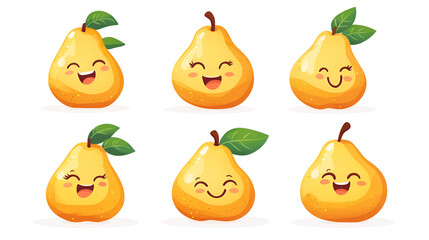 cute cartoon character fruit pear against white background.ai generative