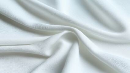 Obraz premium Soft white fabric texture, delicate creases and folds, gentle highlights and shadows, silky smooth surface, minimalist composition, macro photography, high-resolution detail, subtle gradient, pure whi