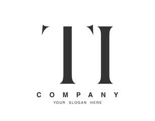 TI logo design. Initial letter t and i serif font style. Creative classic company name typography. Trendy logotype or identity.