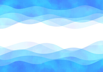 流れる波、水　水彩　イメージ　ブルー