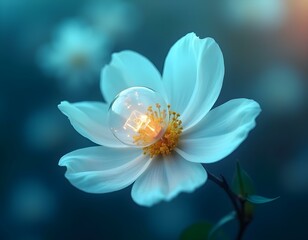 Spring Lightbulb Flower and Bulb Symbolizing Ideas Energy and Electricity in the Environment