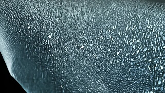 Zoom video on a shark skin texture featuring steel gray with microscopic denticle patterns, hard light emphasizes surface