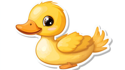 cute cartoon baby duck on white background.ai generative
