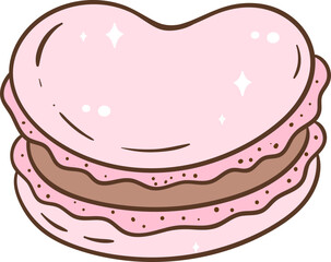 Valentine's Day Sweet Treats, Macaron. Vector Illustration