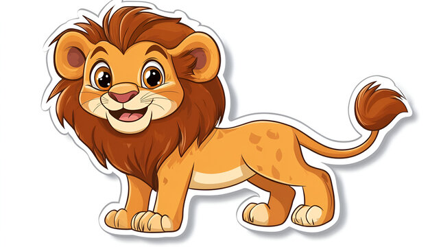 cute baby lion cartoon sticker.ai generative