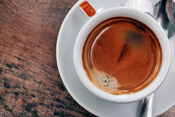 Delicious Hot Coffee in a White Cup