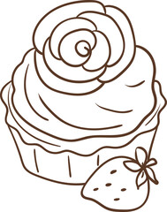 Valentine's Day Sweet Treats, Cupcakes. Vector Illustration