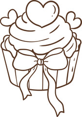 Valentine's Day Sweet Treats,Cupcake. Vector Illustration