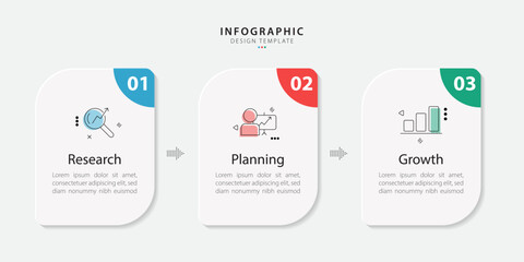 Business infographic template. 3 Step timeline journey. Process diagram, 3 options on white background, Infograph elements vector illustration.