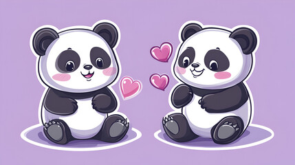 Naklejka premium cute little panda illustration.ai generative