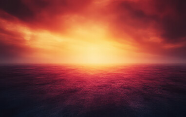 Obraz premium A beautiful sunset with a red sky and a large body of water