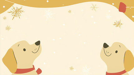 Adorable Dog-Themed Christmas Background with room for copy, Perfect for Holiday Cheer and Festive Design