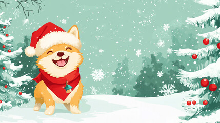 Adorable Dog-Themed Christmas Background with room for copy, Perfect for Holiday Cheer and Festive Design