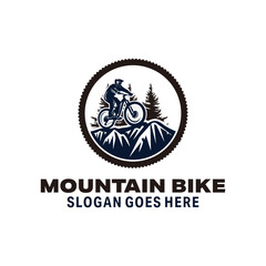 Mountain bike club vector logo, cycling logo design adventure