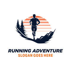 running adventure logo design vector