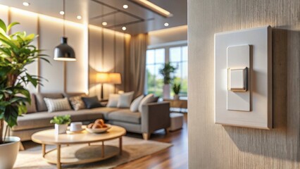Modern Dimmer Light Switch Adjusting for Soft Ambient Lighting and Energy Savings in Contemporary Home Decor Design with Stylish Electrical Features