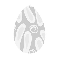 Easter egg patterned hand drawn ornament rabbit ears and abstract shape in grayscale. Easter element
