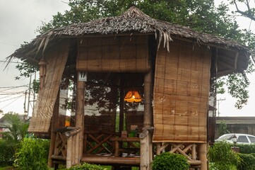 Bamboo shack outdoor restaurant. Common eat and relax place in most of countryside in Asia