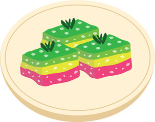Illustration of Colorful Layer Cake, Colorful Layered Dessert With Coconut Inside Cake