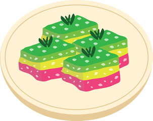 Illustration of Colorful Layer Cake, Colorful Layered Dessert With Coconut Inside Cake