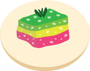 Illustration of Colorful Layer Cake, Colorful Layered Dessert With Coconut Inside Cake
