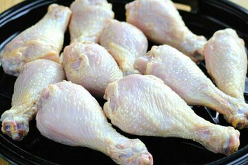 Fresh Raw Chicken Drumsticks on Display for Cooking Preparation