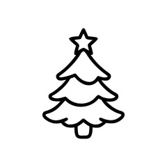 Christmas Tree icon, Elegant Christmas Tree Line Art Vector Illustration.
