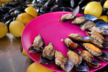Traditional Turkish Street Food Mussels Prepared with Rice