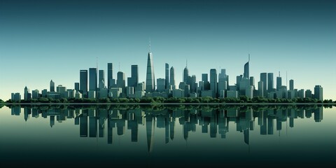 Fototapeta premium reflection in the water in the city