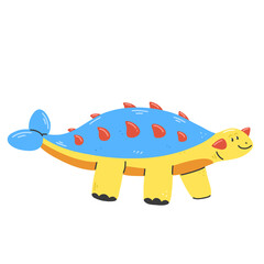 Cute ankylosaurus character isolated on a white background. Vector illustration.