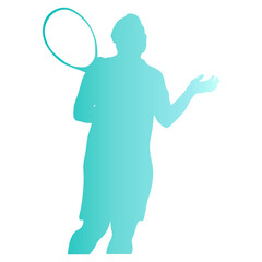 Tennis Ball Player Silhouette in Gradient Color. Vector Illustration
