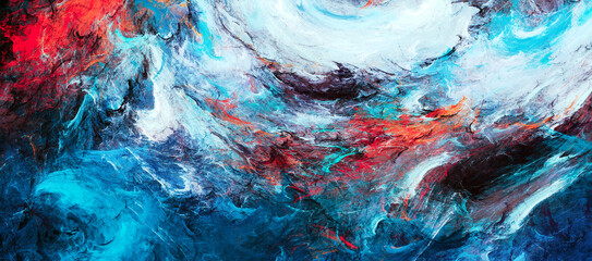Artistic  ocean waves. Abstract grainy color background noise texture effect. Paint pattern. Sea waves. Fractal artwork for creative graphic design