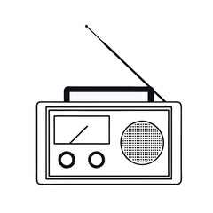 a black and white line drawing of an old-fashioned radio