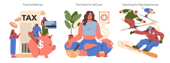 Women Midlife Crisis. Flat Vector Illustration