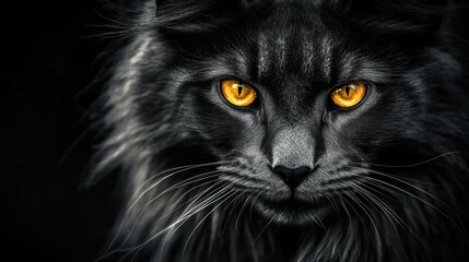 majestic cat with lion-like mane, golden eyes shining, illustrating strength and regality