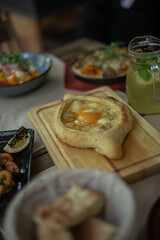 khachapuri on the restaurant's set table