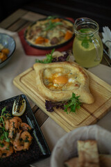 khachapuri on the restaurant's set table
