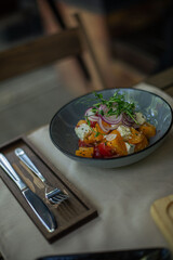 platter of salad on a restaurant table