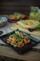 Georgian cuisine on the restaurant's set table