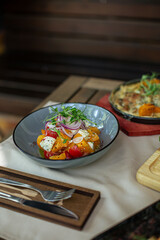 Georgian cuisine on the restaurant's set table