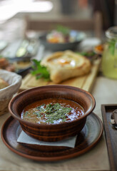 Georgian cuisine on the restaurant's set table