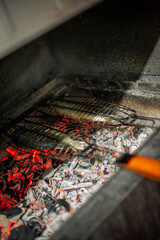 charcoal grilling in a restaurant