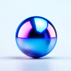 A reflective blue sphere with a shiny surface and playful colors.