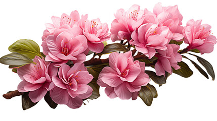 Detailed azalea branch with pink blossoms, perfect for spring and floral-inspired designs, isolated on transparent background.
