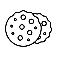 chocolate chip cookie icon, chocolate day line art, chocolate icon - simple black line art icon of chocolate chip cookie, for chocolate day celebrations. chocolate vector art.