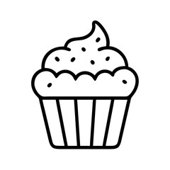 chocolate cupcake icon, chocolate day line art, chocolate icon - simple black line art icon of chocolate cupcake, for chocolate day celebrations. chocolate vector art.