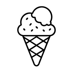 chocolate ice cream cone icon, chocolate day line art, chocolate icon - simple black line art icon of chocolate ice cream cone, for chocolate day celebrations. chocolate vector art.