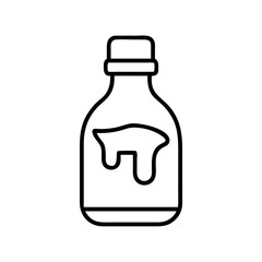 chocolate syrup bottle icon, chocolate day line art, chocolate icon - simple black line art icon of chocolate syrup bottle, for chocolate day celebrations. chocolate vector art.