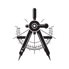 Drafting Compass silhouette vector illustration