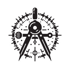 Obraz premium Drafting Compass silhouette vector illustration